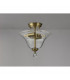Dresden 2 Light Semi Flush Ceiling Lamp E27 With Smooth Bell 30cm Glass Shade Antique Brass Clear-10