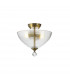 Dresden 2 Light Semi Flush Ceiling Lamp E27 With Round 33.5cm Prismatic Effect Glass Shade Antique Brass Clear-1