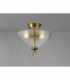 Dresden 2 Light Semi Flush Ceiling Lamp E27 With Round 33.5cm Prismatic Effect Glass Shade Antique Brass Clear-3