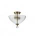Dresden 2 Light Semi Flush Ceiling Lamp E27 With Round 33.5cm Prismatic Effect Glass Shade Antique Brass Clear-7