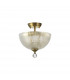 Dresden 2 Light Semi Flush Ceiling Lamp E27 With Round 30cm Prismatic Effect Glass Shade Antique Brass Clear-1
