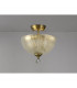 Dresden 2 Light Semi Flush Ceiling Lamp E27 With Round 30cm Prismatic Effect Glass Shade Antique Brass Clear-3