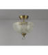 Dresden 2 Light Semi Flush Ceiling Lamp E27 With Round 30cm Prismatic Effect Glass Shade Antique Brass Clear-10