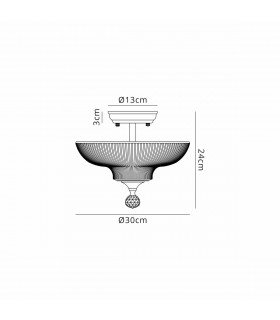 Dresden 2 Light Semi Flush Ceiling Lamp E27 With Round 30cm Glass Shade Satin Nickel Clear-2