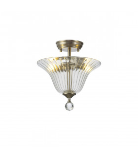 Dresden 2 Light Semi Flush Ceiling Lamp E27 With Bell 30cm Glass Shade Satin Nickel Clear-1