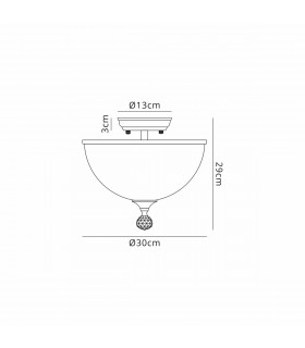 Dresden 2 Light Semi Flush Ceiling Lamp E27 With Dome 30cm Glass Shade Satin Nickel Clear-2