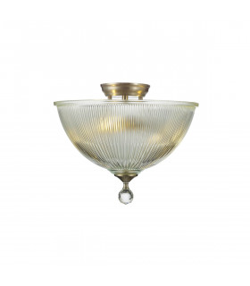 Dresden 2 Light Semi Flush Ceiling Lamp E27 With Dome 38cm Glass Shade Satin Nickel Clear-1