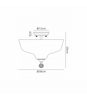 Dresden 2 Light Semi Flush Ceiling Lamp E27 With Flat Round 38cm Glass Shade Satin Nickel Clear-2
