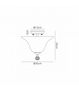 Dresden 2 Light Semi Flush Ceiling Lamp E27 With Smooth Bell 30cm Glass Shade Satin Nickel Clear-2