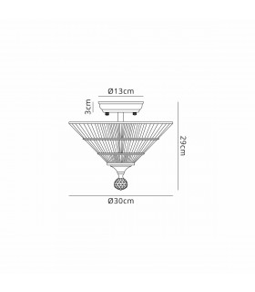 Dresden 2 Light Semi Flush Ceiling Lamp E27 With Cone 30cm Glass Shade Graphite Clear-2