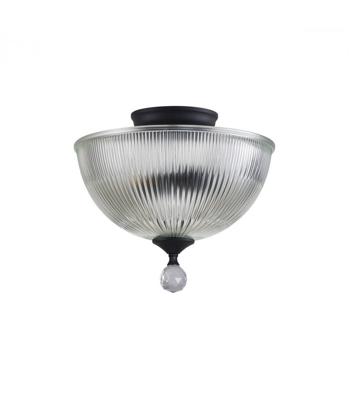 Dresden 2 Light Semi Flush Ceiling Lamp E27 With Dome 30cm Glass Shade Graphite Clear-7