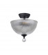 Dresden 2 Light Semi Flush Ceiling Lamp E27 With Dome 30cm Glass Shade Graphite Clear-9