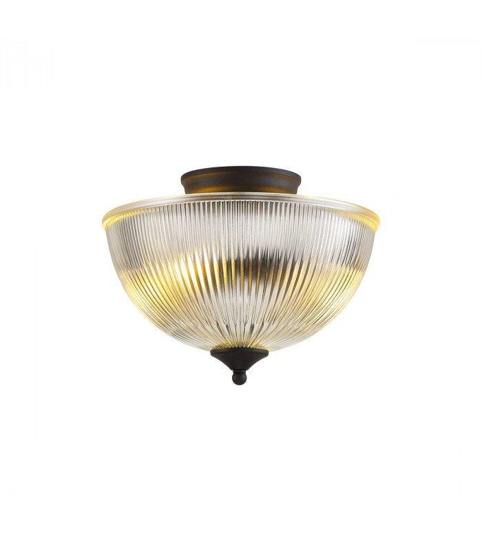 Dresden 2 Light Semi Flush Ceiling Lamp E27 With Dome 30cm Glass Shade Graphite Clear-10