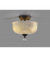 Dresden 2 Light Semi Flush Ceiling Lamp E27 With Round 26.5cm Prismatic Effect Glass Shade Graphite Clear-3