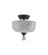 Dresden 2 Light Semi Flush Ceiling Lamp E27 With Round 26.5cm Prismatic Effect Glass Shade Graphite Clear-7