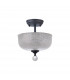 Dresden 2 Light Semi Flush Ceiling Lamp E27 With Round 26.5cm Prismatic Effect Glass Shade Graphite Clear-9