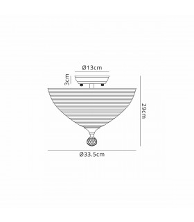 Dresden 2 Light Semi Flush Ceiling Lamp E27 With Round 33.5cm Prismatic Effect Glass Shade Graphite Clear-2
