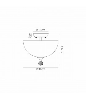 Dresden 2 Light Semi Flush Ceiling Lamp E27 With Round 30cm Prismatic Effect Glass Shade Graphite Clear-2