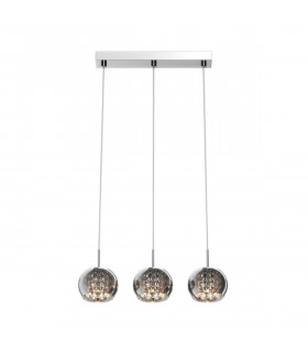 Crystal Ceiling Mounted Bar Pendant Light Glass 3x G9