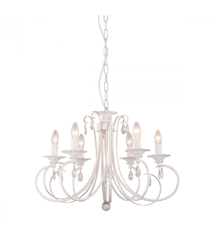 Novia Crystal Multi Arm Chandelier White 6x E14