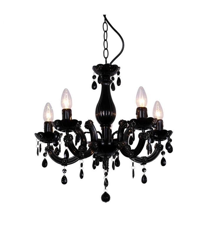 Magnolia Multi Arm Chandelier Black 5x E14