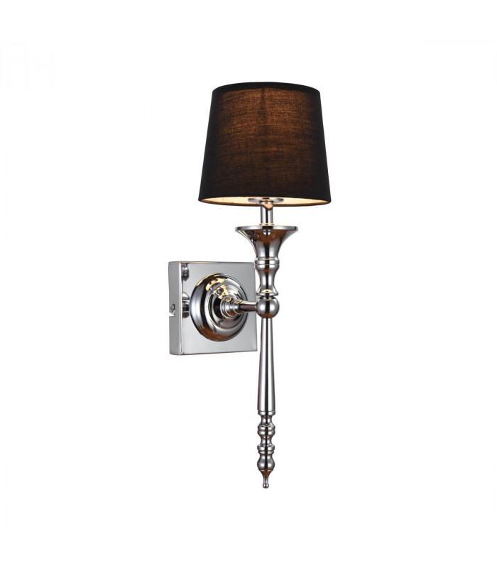 Cloe Wall Lamp with Shade Black Silver 1x E27