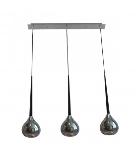 Libra Bar Pendant Ceiling Light Silver 3x E14