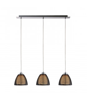 Pico Bar Pendant Ceiling Light Black 3x E27