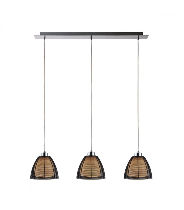 Pico Bar Pendant Ceiling Light Black 3x E27