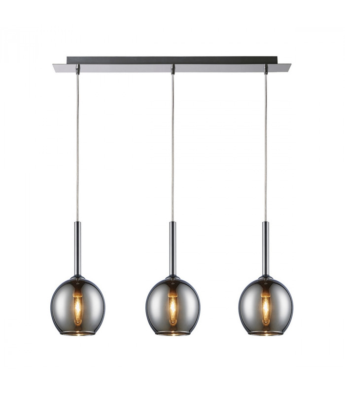 Monic Bar Pendant Ceiling Light Chrome 3x E14