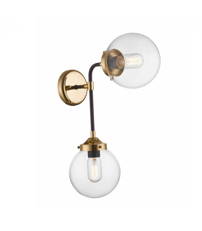 Riano Wall Lamp Black Gold 2x E27