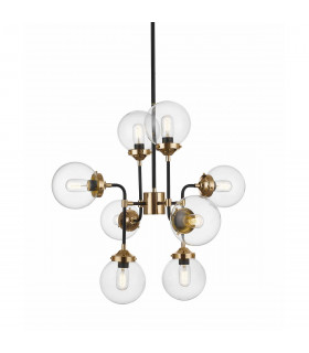 Riano Globe Pendant Ceiling Light Black Gold 8x E27
