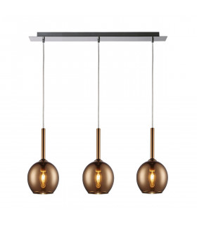 Monic Bar Pendant Ceiling Light Copper 3x E14