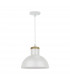 Jose Dome Pendant Ceiling Light White Wooden 1x E27
