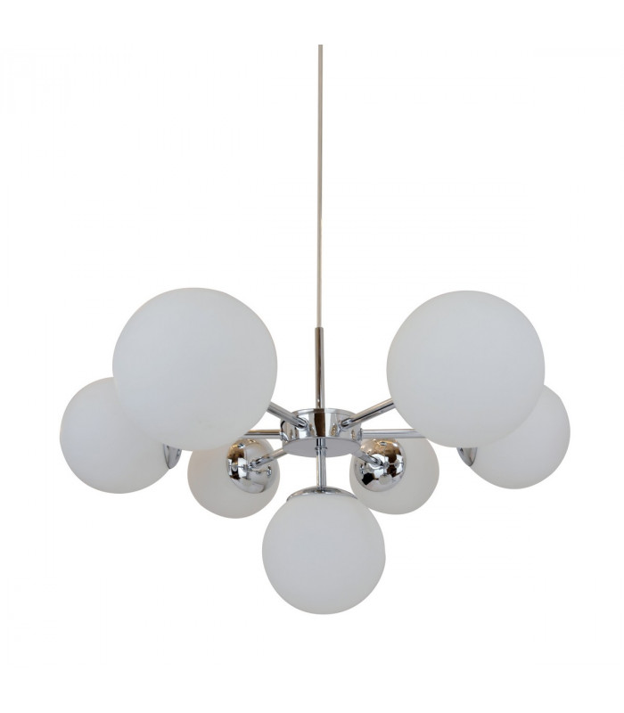 Jena Globe Pendant Ceiling Light Chrome White 7x E14