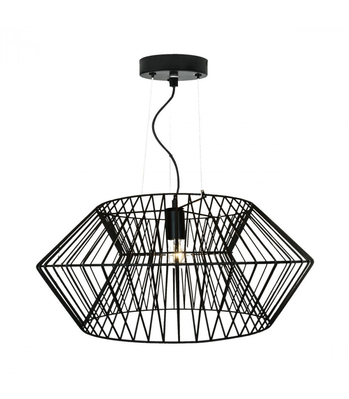 Verto Wire Frame Pendant Ceiling Light Black 1x E27