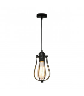 Horta Wire Frame Pendant Ceiling Light Black 1x E27