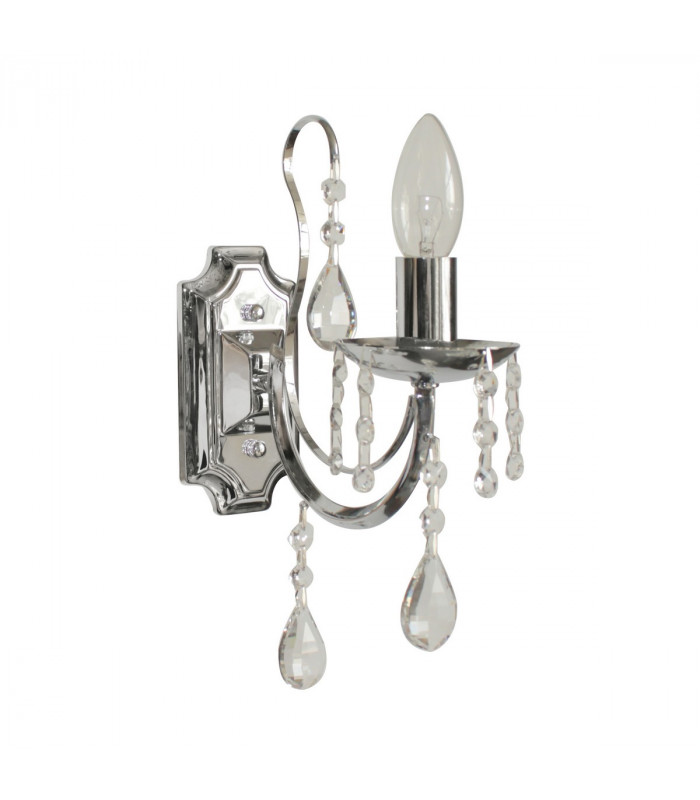 Albi Candle Wall Lamp Chrome Glass 1x E14