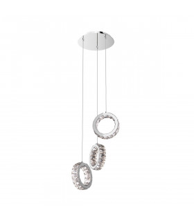 Platt Integrated LED Crystal Cluster Pendant Ceiling Light Chrome 4000K 1560Lm