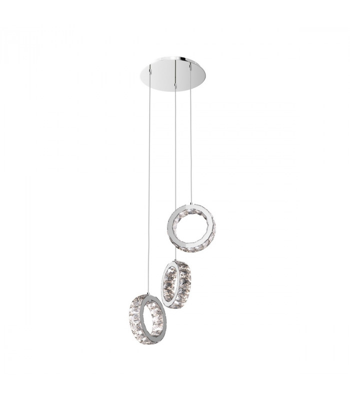 Platt Integrated LED Crystal Cluster Pendant Ceiling Light Chrome 4000K 1560Lm