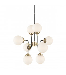Riano Globe Pendant Ceiling Light Gold Matt Black Opal 8x E27