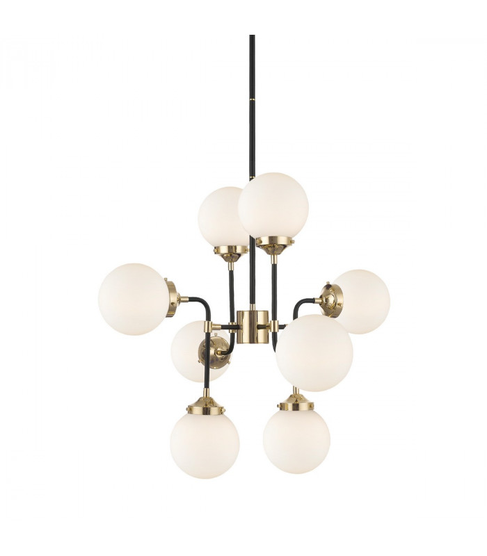 Riano Globe Pendant Ceiling Light Gold Matt Black Opal 8x E27