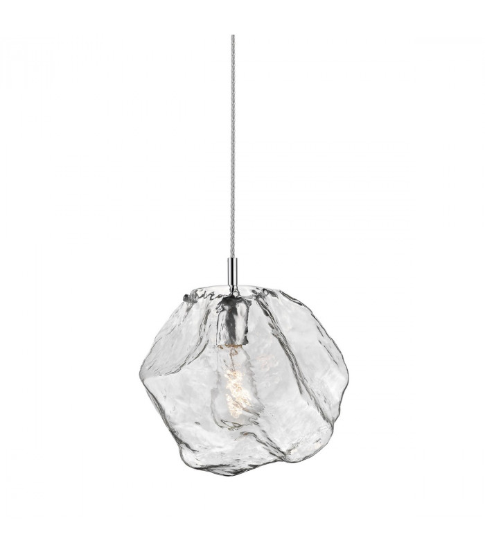 Rock Pendant Ceiling Light Chrome Glass 1x E27