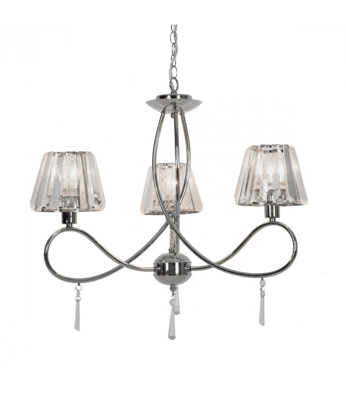 Paria Multi Arm Chandelier with Shades Chrome Clear 3x E27