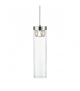 Gem Crystal Slim Pendant Ceiling Light Chrome 1x G9