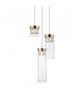 Gem Crystal Cluster Pendant Ceiling Light French Gold Clear 3x G9