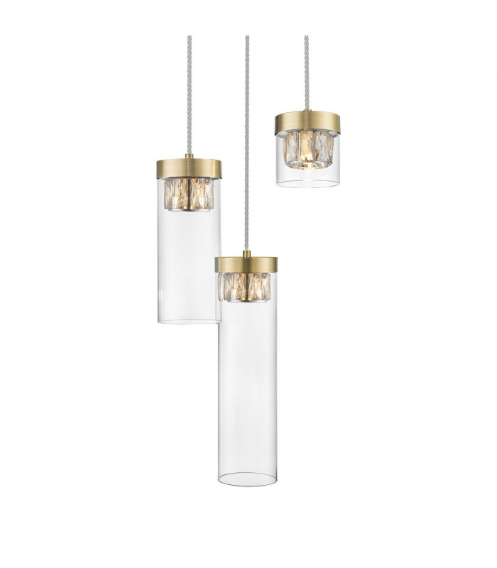Gem Cluster Pendant Ceiling Light Antique Bronze 3x G9