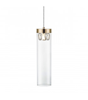 Gem Crystal Slim Pendant Ceiling Light French Gold Clear 1x G9