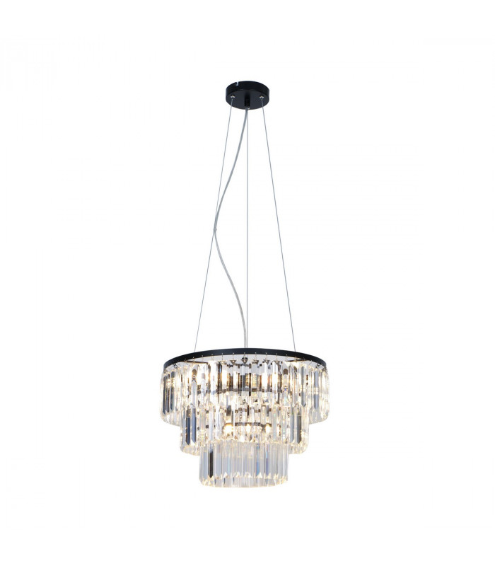 Tifanny Crystal Pendant Ceiling Light Black Clear 4x E14