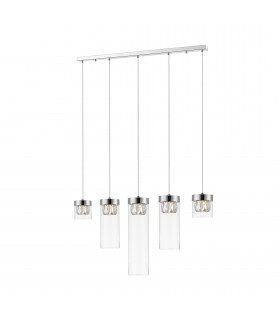 Gem Bar Pendant Ceiling Light, Chrome, 5x G9